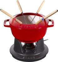 Staub La Fondue 18 cm kirschrot, Gusseisen Raclette / Fondue