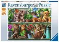 Ravensburger Erwachsenenpuzzle „Katzen im Regal“ 500 Teile 12 - 99 Jahre Puzzle von Ravensburger