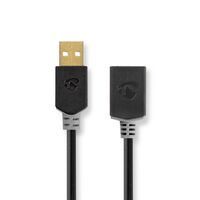 Nedis USB-Kabel| USB 2.0| USB-A Stecker| Buchse| 480 Mbps| Vergoldet| 2.00 m| - Cable - Digital