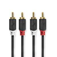 Nedis Stereo-Audiokabel| 2x RCA Stecker|| Vergoldet| 1.00 m| rund| - Cable - Audio/Multimedia