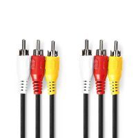 Nedis Composite-Videokabel| 3x Cinch-Stecker|| Vernickelt| 480p| 5