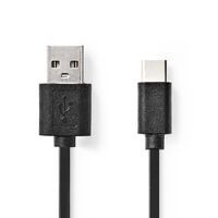 Nedis CCGB60600BK01 - 0.1 m - USB C - USB A - USB 2.0 - Black