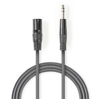Nedis Balanced Audio-Kabel / XLR 3-Pin Stecker / 6.35 mm Stecker / Vernickelt / 5.00 m / Rund / PVC / Dunkelgrau / Kartonhülle