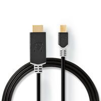Nedis Mini Displayport-Kabel / DisplayPort 1.4 / Mini DisplayPort Stecker / HDMI™ Stecker / 48 Gbps / Vergoldet / 2.00 m / Rund / PVC / Anthrazit / Verpackung mit Sichtfenster