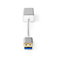Nedis USB-Netzwerkadapter / USB 3.2 Gen 1 / 1 Gbps / USB-A Stecker / RJ45 Buchse / 0.20 m / Rund / Vergoldet / Kupfer / Silber / Verpackung mit Sichtfenster