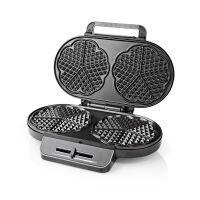 Nedis Waffeleisen / 2 x 5 Heart shaped waffles / 12 cm / 1200 W / Automatischer Temperaturkontrolle / Kunststoff / Metall