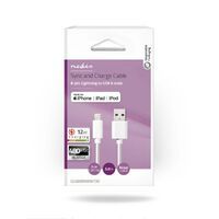 Nedis Lightning Kabel / USB 2.0 / Apple Lightning 8-Pin / USB-A Stecker / 480 Mbps / Vernickelt / 3.00 m / Rund / PVC / Weiss / Box