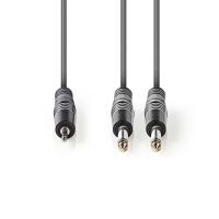 Nedis Stereo-Audiokabel / 2x 6.35 mm Stecker / 3.5 mm Stecker / Vernickelt / 1.50 m / Rund / Dunkelgrau / Kartonhülle