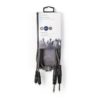 Nedis Stereo-Audiokabel / 2x 6.35 mm Stecker / 2x RCA Stecker / Vernickelt / 1.50 m / Rund / Dunkelgrau / Kartonhülle