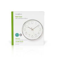 Nedis Wanduhr| Durchmesser 300 mm| Kunststoff| Silber Weiss