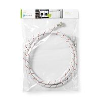 Nedis Nylon Zulaufschlauch / 1/2'' / 3/4'' / 10 Bar / 2.50 m / Anwendung: Schüssel / Waschmaschine / Nylon / Red / Weiss
