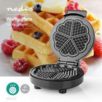 Nedis Waffeleisen / 5 Heart shaped waffles / 19 cm / 1000 W / Automatischer Temperaturkontrolle / Aluminium / Kunststoff