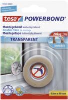 Tesa Powerbond TRANSPARENT - Mounting tape - Transparent - 1.5 m - Indoor - Glass,Plastic - 0.2 kg/cm
