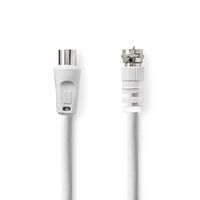 Nedis Satelliten- und Antennenkabel / F Stecker / IEC (Coax) Stecker / Vernickelt / 50 dB / 75 Ohm / Doppelt geschirmt / 5.00 m / Rund / PVC / Weiss / Umschlag