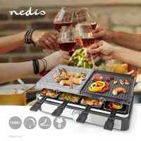 Nedis RACLETTE GRILL 8PFÄNN.   1400W (FCRA300FBK8 STEIN/SW)