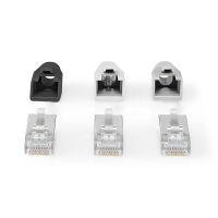 Nedis RJ45-Stecker / RJ45 Pass Through / Festes/verseiltes FTP CAT6a / Gerade / Vergoldet / 10 Stück / PVC / Grau / Schwarz / Weiss / Box