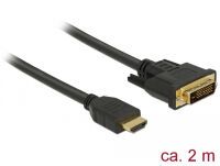 Delock 85654 - 2 m - HDMI Type A (Standard) - DVI - Male - Male - Straight