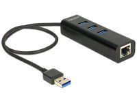 DELOCK USB-HUB 3-Port USB3.0, +1x Gigabit LAN (62653)
