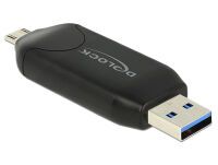 DELOCK Card Reader USB3.0 A +micro B-> SD/SDHC/MMC/micSD OTG (91734)