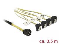 DELOCK SAS-Kabel MiniSAS HD SFF-8643 > 4xSATA 7Pin gew. 0.5m (85684)