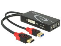 DELOCK Adapter HDMI -> DVI(24+5)/VGA/Displayport 4K schwarz (62959)