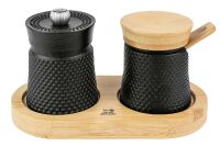 Peugeot Bali Fonte Pfeffermühle Salzstreuer+ Tray 8cm BLACK Gewürzmühlen