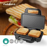 Nedis Sandwichhersteller| 900 W| 26.8 x 14.5 cm| Automatischer Temperaturkontrolle|