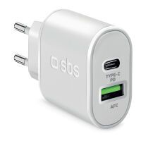 SBS Travel Charger 1x USB Type C + 1 USB AFC 