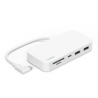 Belkin CONNECT USB-C 6-in-1 Multiport-Hub+ Halter INC011btWH Datenverteiler/Umschalter