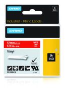 Dymo Rhino Band IND, Vinyl 12 mm x 5,5 m weiß auf rot Zubehör Beschriftungsgeräte
