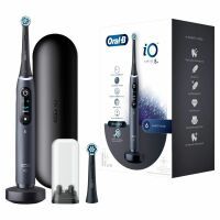 Oral-B iO 8 iO8 Elektrische Zahnbürste/Electric Toothbrush, Magnet-Technologie, 2 Aufsteckbürsten, 6 Putzmodi für Zahnpflege, Farbdisplay & Reiseetui, Designed by Braun, black onyx
