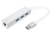 DIGITUS USB 3.0 3-Port Hub & Gigabit LAN-Adapter Datenverteiler/Umschalter