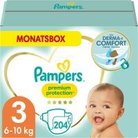 Pampers Baby Windeln Größe 3 (6-10kg) Premium Protection, Midi, 204 Stück, Monatsbox, bester Komfort und Schutz für empfindliche Haut #BDPG22
