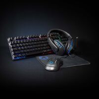 Nedis Gaming Combo Kit / 5-in-1 / Tastatur, Headset, Maus und Mauspad / Schwarz / QWERTY / US-Layout