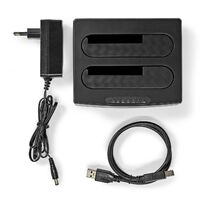 Nedis Festplatten-Dockingstation / USB 3.2 Gen1 / USB Type-A / 2 Festplatten / 2.5 / 3.5 " / USB 3.2 Gen1 / Docking / Desktop