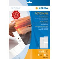 HERMA Fotophan transparent photo pockets 10x15 cm portrait white 10 pcs. - 100 x 150 mm - Transparent - White - Polypropylene (PP) - Portrait - 230 mm - 310 mm