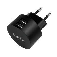 LogiLink USB Steckdosenadapter 2port,10.5W,Fast Charging,sch (PA0218)