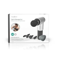 Nedis Sport-Massagepistole / Batteriebetrieben / Eingebautes Lithium Ion / Wiederaufladbar / 6 Massagemodi / 4 Austauschbare Anbaugeräte / Grau / Schwarz