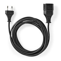 Nedis Strom-Verlängerungskabel / Euro Männlich / Euro Weiblich / Gerade / Gerade / Vernickelt / 2.00 m / Rund / Schwarz / Label