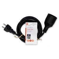 Nedis Strom-Verlängerungskabel / Schutzkontaktstecker / Schutzkontaktsbuchse / Gerade / Gerade / Vernickelt / 2.00 m / Rund / Schwarz / Label