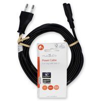 Nedis Stromkabel / Euro Männlich / IEC-320-C7 / Gerade / Gerade / Vernickelt / 5.00 m / Flach / PVC / Schwarz / Label