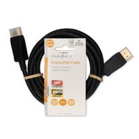 Nedis Displayport-Kabel / DisplayPort Stecker / DisplayPort Stecker / 8K@60Hz / Vergoldet / 2.00 m / Rund / PVC / Schwarz / Label