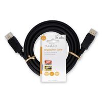 Nedis Displayport-Kabel / DisplayPort Stecker / DisplayPort Stecker / 8K@60Hz / Vergoldet / 3.00 m / Rund / PVC / Schwarz / Label