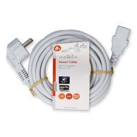 Nedis Stromkabel / Schutzkontaktstecker / IEC-320-C13 / Abgewinkelt / Gerade / Vernickelt / 5.00 m / Rund / PVC / Weiss / Label