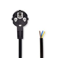 Nedis Stromkabel / Schutzkontaktstecker / Open / Abgewinkelt / Gerade / Vernickelt / 3.00 m / Rund / PVC / Schwarz / Label