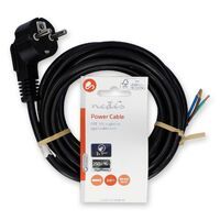 Nedis Stromkabel / Schutzkontaktstecker / Open / Abgewinkelt / Gerade / Vernickelt / 3.00 m / Rund / PVC / Schwarz / Label