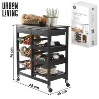 URBAN LIVING Trolley auf Rollen mit 2 Schubladen – Schwarz