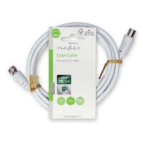 Nedis Satelliten- und Antennenkabel / F Stecker / IEC (Coax) Stecker / Vernickelt / 50 dB / 75 Ohm / Doppelt geschirmt / 1.50 m / Rund / PVC / Weiss / Label