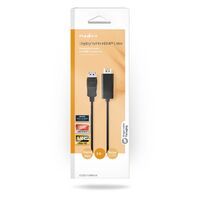 Nedis Displayport-Kabel / DisplayPort Stecker / HDMI™ Stecker / 4K@30Hz / Vernickelt / 3.00 m / Rund / PVC / Schwarz / Box
