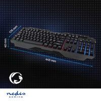 Nedis Wired Gaming Keyboard / USB Type-A / Folientasten / LED / QWERTY / US-Layout / Stromversorgung über USB / Netzkabellänge: 1.30 m / Multimedia